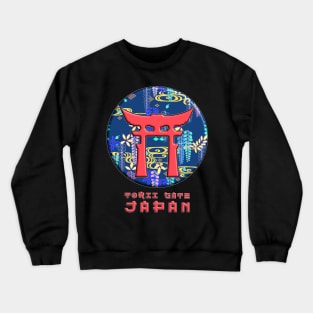 Torii Traditional Japanese Gate Mountain Floral Pattern Chrysanthemum Cherry Blossom 58 Crewneck Sweatshirt